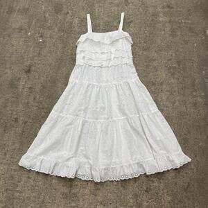 70s Vintage Applause Creates Rave Reviews Eyelet Maxi Milkmaid Prairie Sun Dress